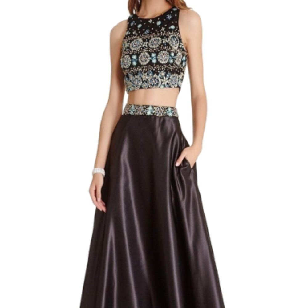 NWT Aspeed Design L1880 Two piece Prom Dress Black- Multi Size XXS